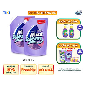 Combo 2 Túi Nước Giặt Xả Maxkleen Hương Nước Hoa Huyền Diệu (2.4kg/túi)