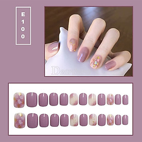 Bộ 24 móng tay giả nail thời trang họa tiết bắt mắt chống thấm nước