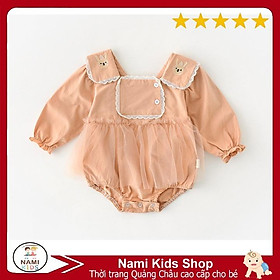 Body chip dài tay thêu thỏ dễ thương cho bé gái