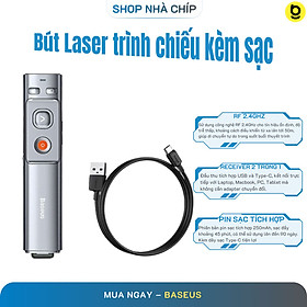 Mua Bút Laser trình chiếu Baseus Orange Dot Wireless Presenter cho Laptop/ Macbook (100m. 2.4Ghz USB/Type C Receiver  Wireless Remote Control  Red Laser Pointer/ Presenter) kèm dây sạc- Hàng chính hãng