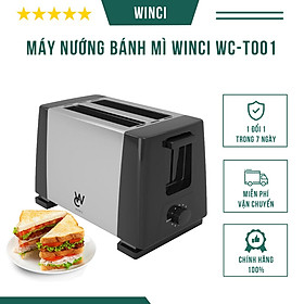 Máy nướng bánh mì Winci WC-T001 công suất 700W với 2 ngăn nướng, 7 mức độ điều chỉnh - Hàng chính hãng