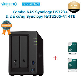 Combo Thiết bị lưu trữ NAS Synology DS723+ và 2 Ổ cứng Synology HAT3300-4T Hàng Chính Hãng