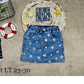 Chân váy hoa cho bé gái phối đồ phong cách size 18-40kg chất jeans co giãn thoải mái mẫu mới
