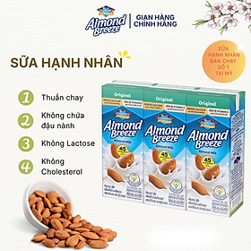 Sữa Hạt Hạnh Nhân ALMOND BREEZE Nguyên Chất 180ml x 3 Hộp