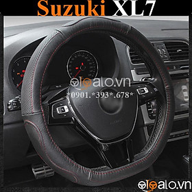 Bọc vô lăng D cut xe ô tô Suzuki XL7 volang Dcut da cao cấp - OTOALO - Đen chỉ đen