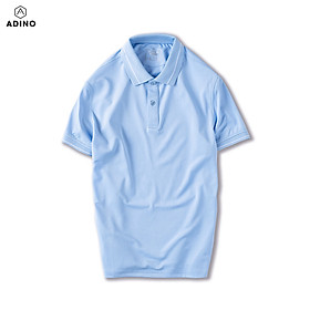 Áo polo nam màu xanh biển phối viền ADINO vải polyester cotton mềm mịn dáng slimfit công sở trẻ trung AP95