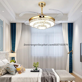 Mua Quạt Trần Đèn cánh Cụp Xòe_Quạt Đèn Trang Trí Phòng Khách BH 10 Năm Động Cơ