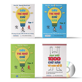 Combo 4 sách: Siêu trí nhớ chữ Hán tập 01 + tập 02 + tập 03 + tập viết 1000 chữ Hán từ con số 0 và DVD Audio sách nghe