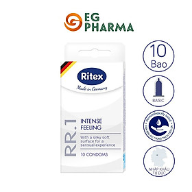 Bao cao su Ritex RR1 trong suốt, mềm mịn, siêu bền hộp 10 bao - Hàng nhập khẩu chính hãng