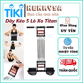 Dây kéo tập gym 5 Lò Xo titan Có Tay Cầm Và Bàn Đạp Chân - Dụng Cụ Tập Gym - Hàng chính hãng