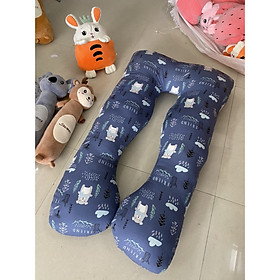 GỐI CHỮ U ĐA NĂNG DÀNH CHO BÀ BẦU - GẤU XANH ĐẬM