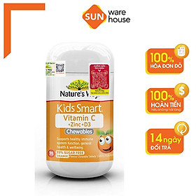 Viên Nhai Nature’s Way Kids Smart Vitamin C+ZinC+D3 Chewable Tablets Cho Bé Phát Triển Toàn Diện 75 Viên