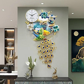 Đồng hồ treo tường trang trí chim công decor CD19 kích thước 115 x 60 cm