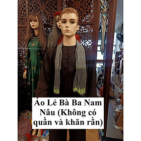 (Giao hỏa tốc) Trang phục Bà Ba Nam Áo Nâu Quần Nâu vải kate Silk mịn màng ít nhăn kèm khăn rằn khi mua nguyên bộ - Áo Lẻ Kate Nâu