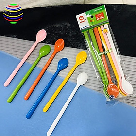 Mua Thìa nhựa phíp cao cấp khấy sinh tố  cafe vỉ 10 chiếc