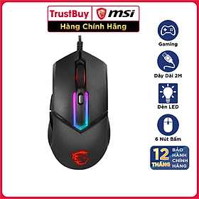 Mua Chuột Gaming MSI Clutch GM30 Đèn LED RGB  8 Nút  6200 DPI Với 6 Mức DPI  Dây Cắm USB Dài 2M - Hàng Chính Hãng