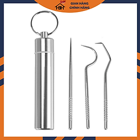 Bộ Dụng Cụ Xỉa Răng Tại Chỗ 3 Món Bằng Thép Không Gỉ 304
