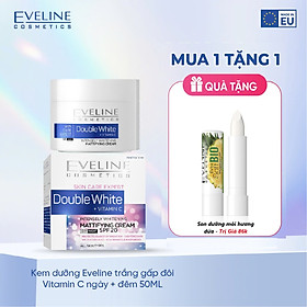 [ Tặng son dưỡng môi ] Kem dưỡng ngày đêm trắng da gấp đôi tinh chất vitamin C Eveline Skin Care Expert 50ml