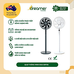 Mua Quạt Đứng Điều Khiển Giọng Nói Màn Hình Led Động Cơ Inverter Dreamer DHA-SSF136G - Hàng chính hãng