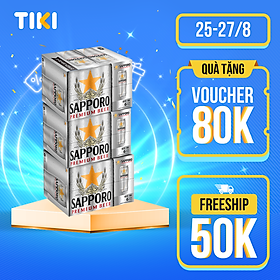 Combo 03 thùng Bia Sapporo Premium - 6 lon 650ml 