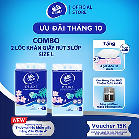 Khăn giấy rút cao cấp Vinda Deluxe 3 lớp 110 tờ size L (4 Gói)