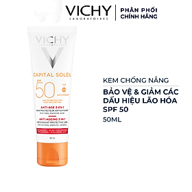 Kem Chống Nắng Vichy Capital Soleil Anti-Ageing 3-In-1 Chống Lão Hóa Và Dưỡng Da SPF50 PA+++ 50ml