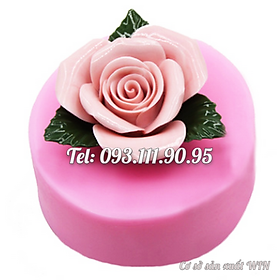 Khuôn silicon rau câu hoa hồng búp kèm lá loại 8 cm - Mã số 1537