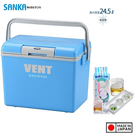 Thùng đựng đá giữ nhiệt Vent Sereno 24.5L tặng kèm khay đá Yukipon tròn 03 viên - nội địa Nhật Bản