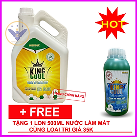 Nước làm mát động cơ xe ô tô màu xanh cao cấp KINGCOOL SUPER can 4L tặng lon 500ml