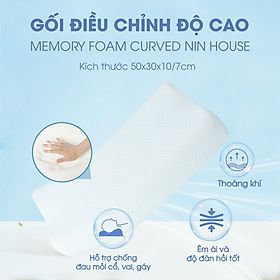 Mua Ruột gối nằm cao su non NIN House điều chỉnh độ cao thấp 50x30x10/7cm memory foam  công thái học  lượn sóng  hỗ trợ cổ vai gáy  chống ngủ ngáy