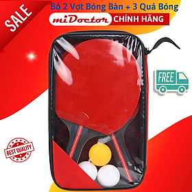 Bộ 2 Vợt Bóng Bàn Chính Hãng miDoctor + Túi Đựng Vợt Bóng Bàn + 3 Bóng 