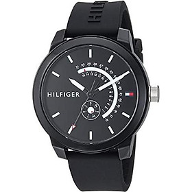 Tommy Hilfiger Men's Denim Quartz Watch with Silicone Strap, Black, 19.4 (Model: 1791483)