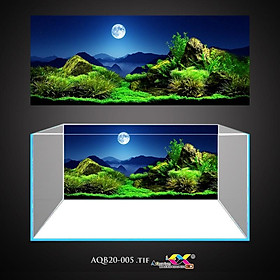 Tranh 3D Koifish, Tranh Dán Bể Cá, Thảm cỏ dưới ánh trăng , AQB20-005