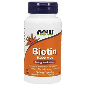 NOW Biotin 5,000mcg - LÀM ĐẸP DA MÓNG TÓC, Bổ Sung 5,000mcg Biotin Cho Da