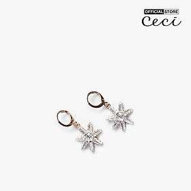 CECI - Khuyên tai nữ khoen tròn dạng thả thiết kế ngôi sao đính đá CC1-06000163
