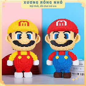 Mô Hình mario cỡ lớn size to 50cm đồ chơi xếp hình nano 3d cho bé chuẩn mẫu TẶNG BÚA