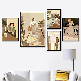 Mua Bộ 5 tranh canvas cô gái Minimalist CG945