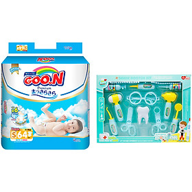 Tã Dán Goo.n Premium Gói Cực Đại S64 (64 Miếng) - Tặng Bộ đồ chơi bác sĩ