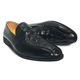 Giày tây nam da bò thật HS46, kiểu giày công sở giày da bò dập vân cá sấu chuẩn giay da Việt xuất xịn
