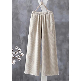 Quần ống rộng nữ chất nhung tăm quần sớ ống xuông cạp chun nhìn chân dài miên man thời trang Banamo Fashion 951