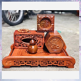 Mua Combo 5 món khay trà  gạt tàn  hộp giấy  hộp đựng chè  ống tăm  gỗ hương cao cấp