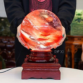 Mua Quả Cầu phong thủy màu đỏ 12 3 kg - 22 cm - + đế đèn xoay