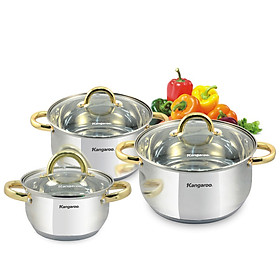 Mua Bộ 3 nồi Inox cao cấp 5 lớp Kangaroo KG864  - Hàng chính hãng