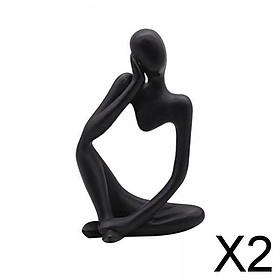 2xThinker Sculpture Figurine Home Statues Modern Bookshelf Decor Black Left