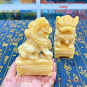 Cặp Lân Đá Ngọc Hoàng Long - Cao 12 cm