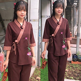 Đồ Lam Đi Chùa# Một Nút Nơ Phối # Quần Áo Nữ # Đồ Bộ Nữ