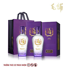 Combo 2 hộp rượu MAOPU kiều mạch tím 45% Vol 500ml tặng 1 túi đựng