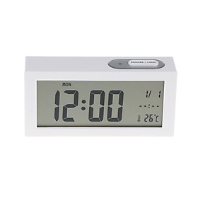 Alarm Clock Digital LCD Large Display Battery Operated Portable Modern Smart Snooze Silent Backlight Senor Date Time Temperature Clock for Heavy Sleepers Bedroom Office