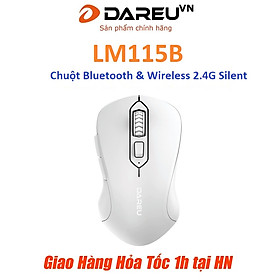 Chuột Không Dây DAREU LM115B Bluetooth 5.0/ 2.4G/ Silent Switch ( bấm ko tiếng ) - Hàng Chính Hãng