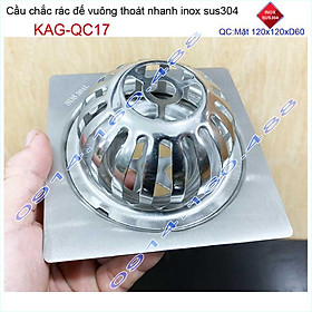 Mua Cầu chắn rác đế vuông 12x12cm D60 KAG-QC17  Phễu thoát nước sân thượng SUS304 ống 6cm thoát nhanh chắn rác tốt